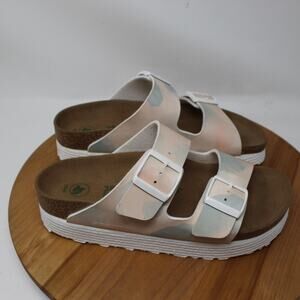 Papillio Birkenstock Sandals Womens 7 38 Arizona Flex Platform Watercolor Vegan